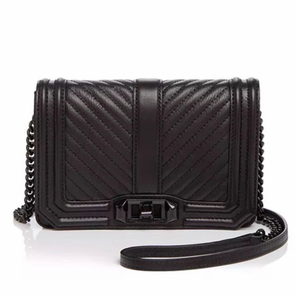 Rebecca Minkoff Black Chevron Love Quilted Crossbody Bag